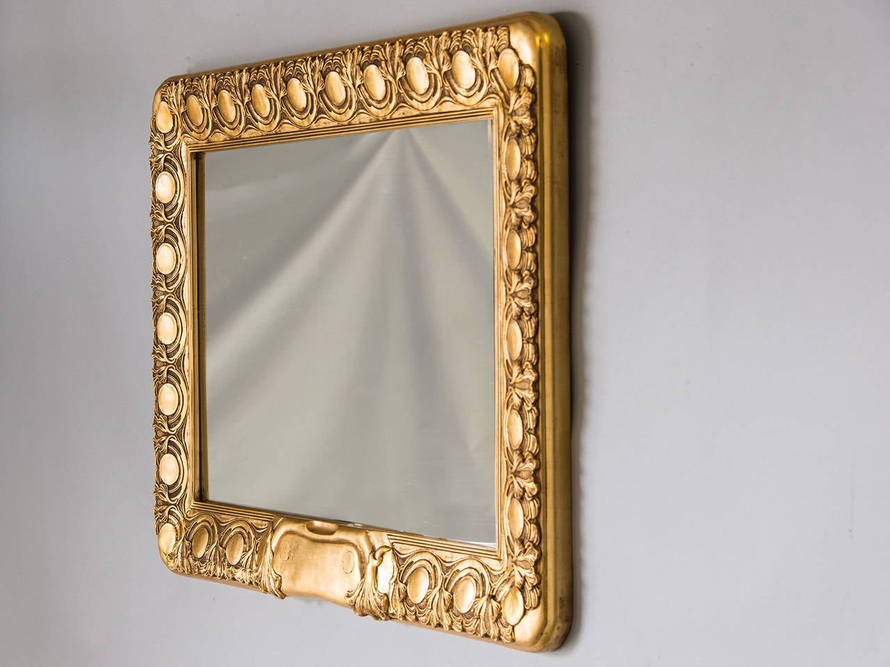 Late 19th Century Antique Austrian Art Nouveau Giltwood Frame Mirror, circa 1890