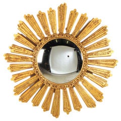 Gilded wood sunburst mirror from France c. 1950