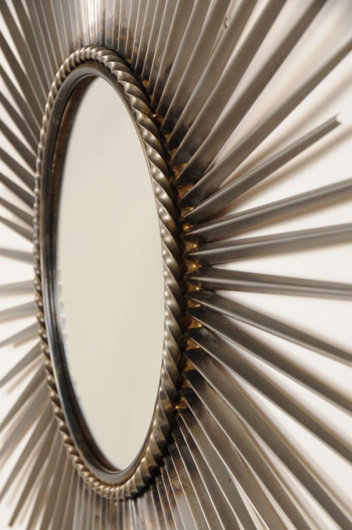 French Mid century modern starburst mirror from France c. 1940