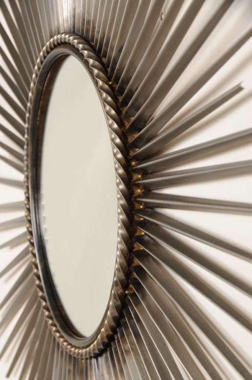 French Mid century modern starburst mirror from France c. 1940