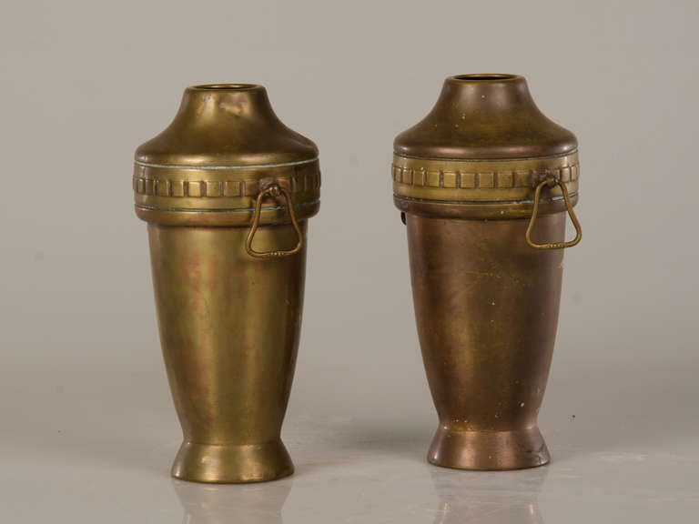 Pair of Antique French Copper and Brass Urns circa 1910 In Excellent Condition In Houston, TX