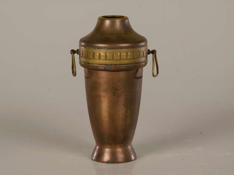 Pair of Antique French Copper and Brass Urns circa 1910 1