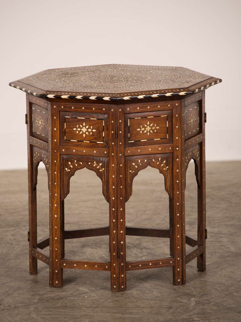 Syrian Octagonal Table Inlaid With Bone From Damascus c.1900 1
