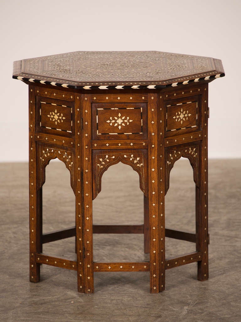 Syrian Octagonal Table Inlaid With Bone From Damascus c.1900 2