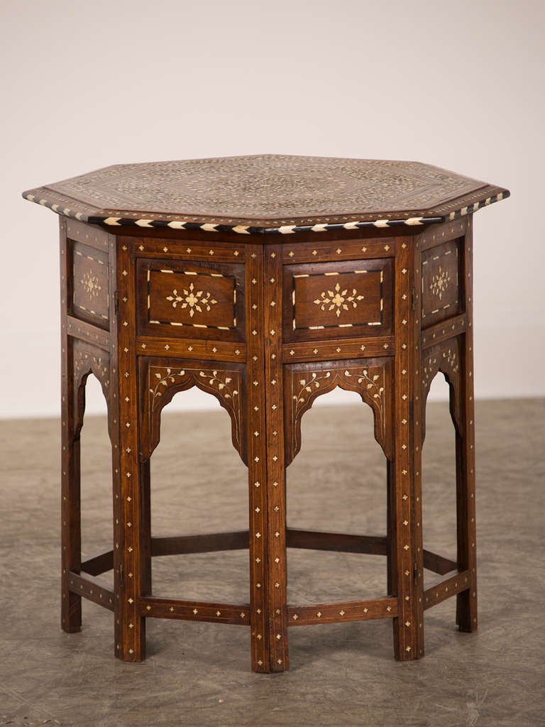 Syrian Octagonal Table Inlaid With Bone From Damascus c.1900 3