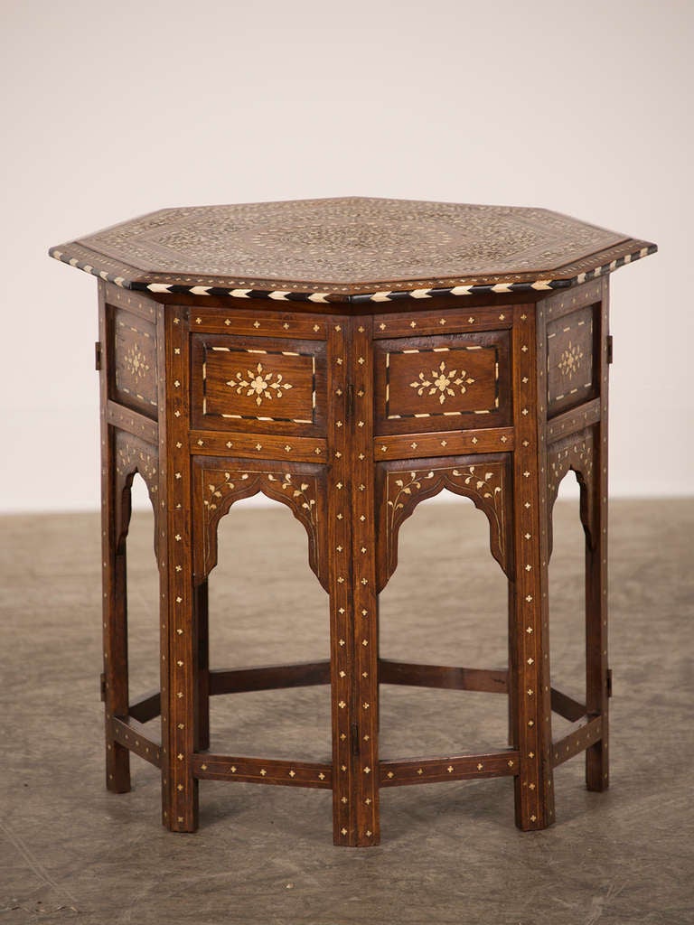 Syrian Octagonal Table Inlaid With Bone From Damascus c.1900 4