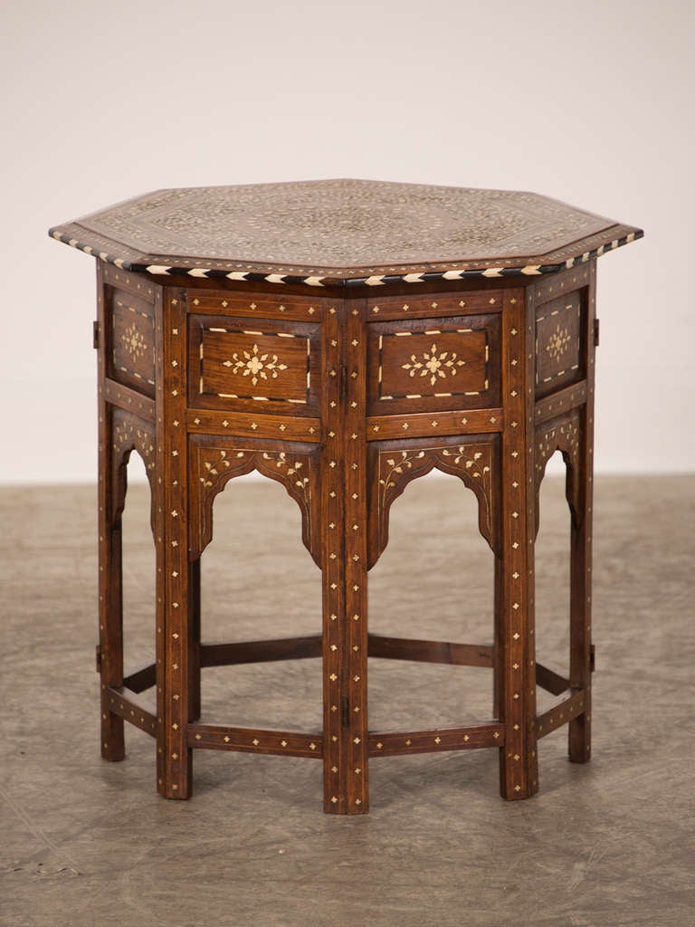 Syrian Octagonal Table Inlaid With Bone From Damascus c.1900 5