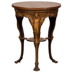 Antique French Belle Èpoque Three Legged Cast Iron Side Table circa 1895