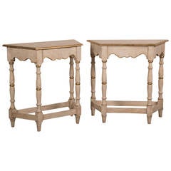 Pair of Painted Console Tables from France