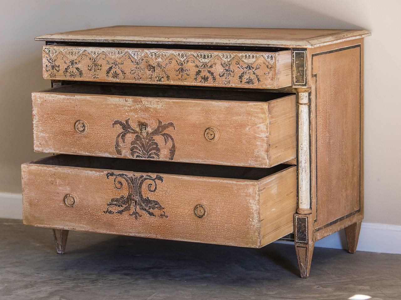 Empire Period Neoclassical Painted Chest of Drawers, Germany circa 1820 2
