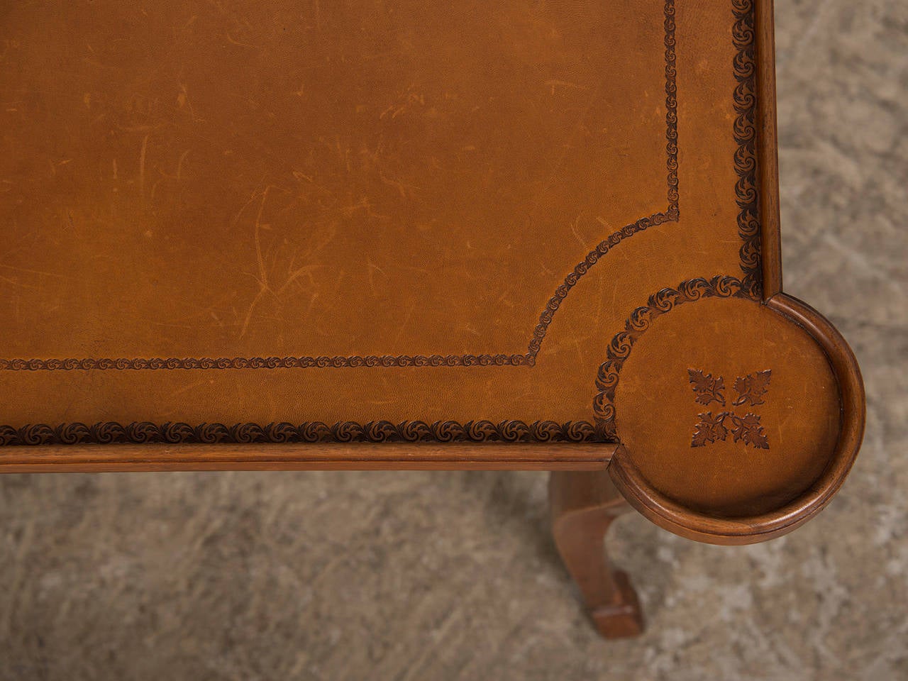 Antique French Louis XV Period Walnut Game Table with Leather Top, circa 1750 4