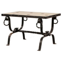 Vintage French Art Deco Period Iron Base and Tile-Top Coffee Table, circa 1930