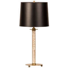 A Brass Table Lamp With A Cylinder Filled With Metallic Foil, France C.1940