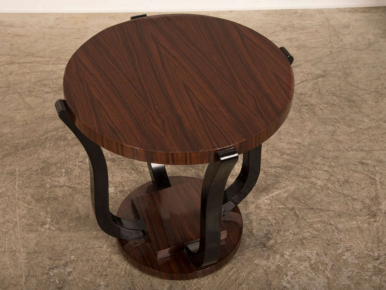 Art Deco Period Circular Palisander Wood Table, France circa 1930 In Excellent Condition In Houston, TX