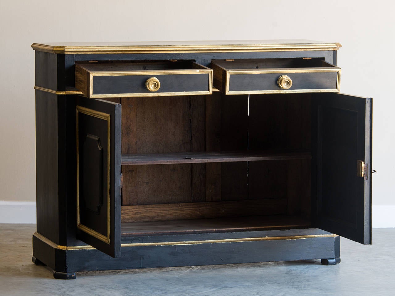 French Neoclassical Louis Philippe Style Painted and Gilded Buffet, France circa 1875