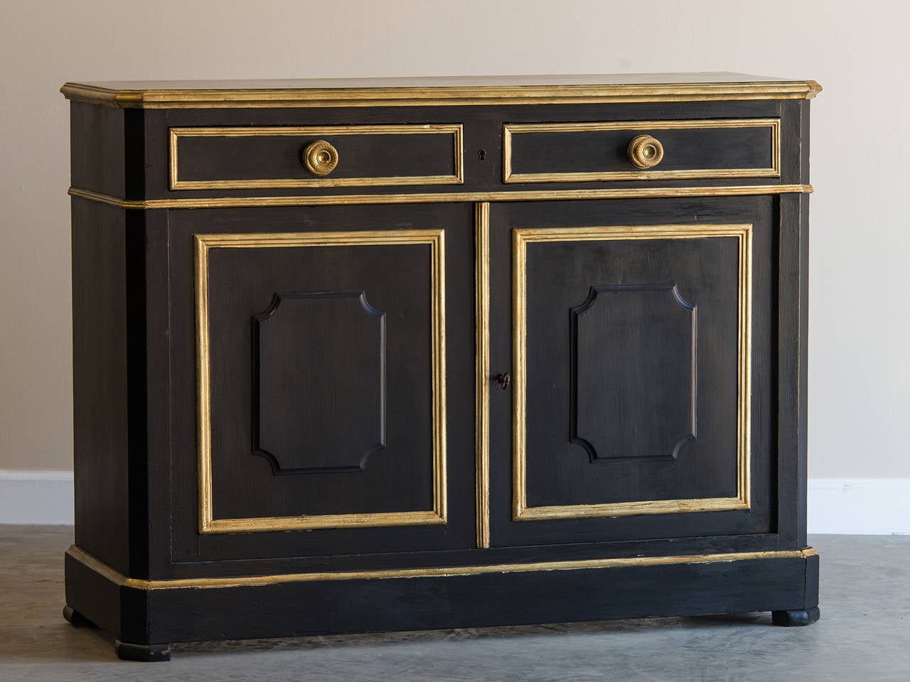 Gilt Neoclassical Louis Philippe Style Painted and Gilded Buffet, France circa 1875