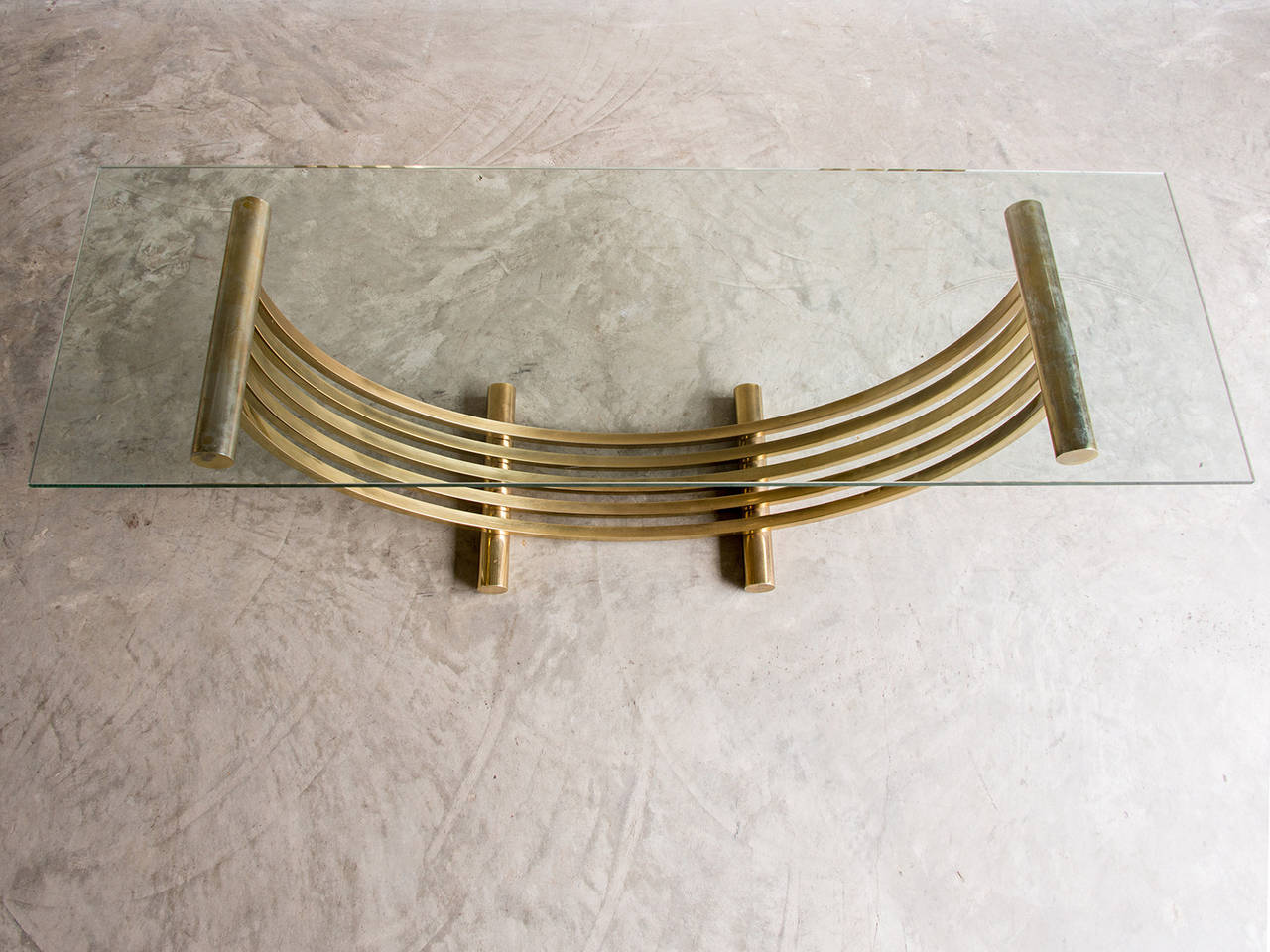Mid-20th Century Romeo Rega Midcentury Modern Brass Glass-Top Console Table, Italy circa 1965