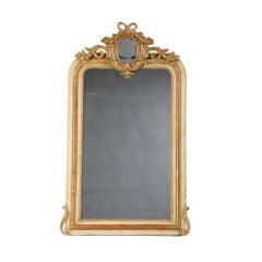 Antique French Louis XV Style Gold Leaf and Painted Mirror, circa 1890