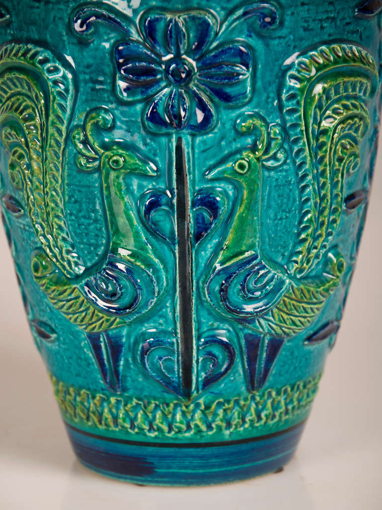German Glazed Blue and Green Ceramic Vessel, Stamped on Base circa 1900 1
