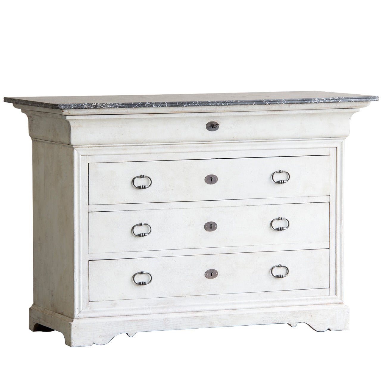 Louis Philippe Pale Oak Chest of Drawers with Marble Top, France circa 1865