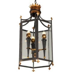 Louis XVI style  gilded iron lantern from France c. 1950