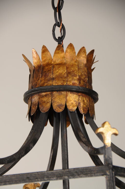 Louis XVI style  gilded iron lantern from France c. 1950
