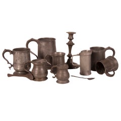 Set of Eleven English Pewter Pieces with Maker Stamps circa 1850