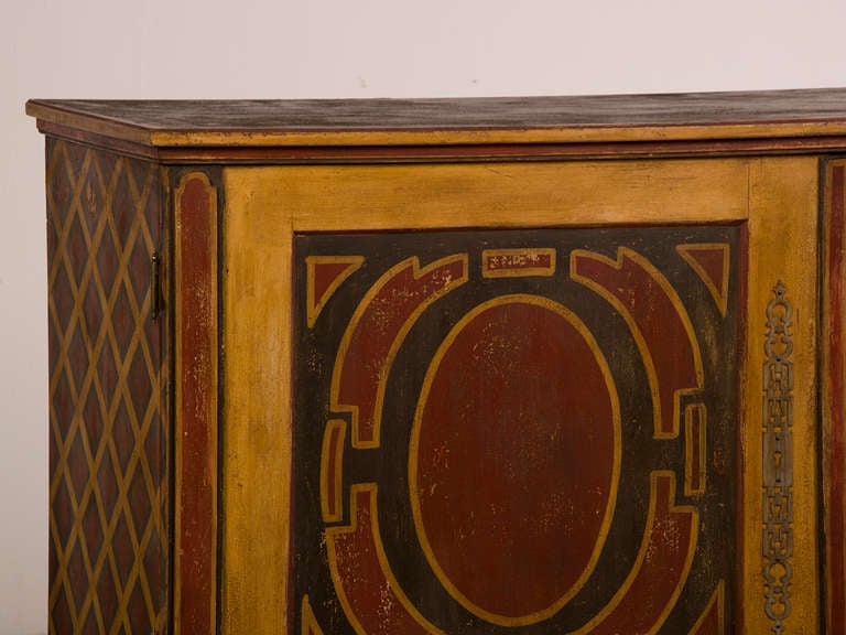 Painted Pair of Antique Italian Buffet Credenza Each with Two Doors Italy circa 1860