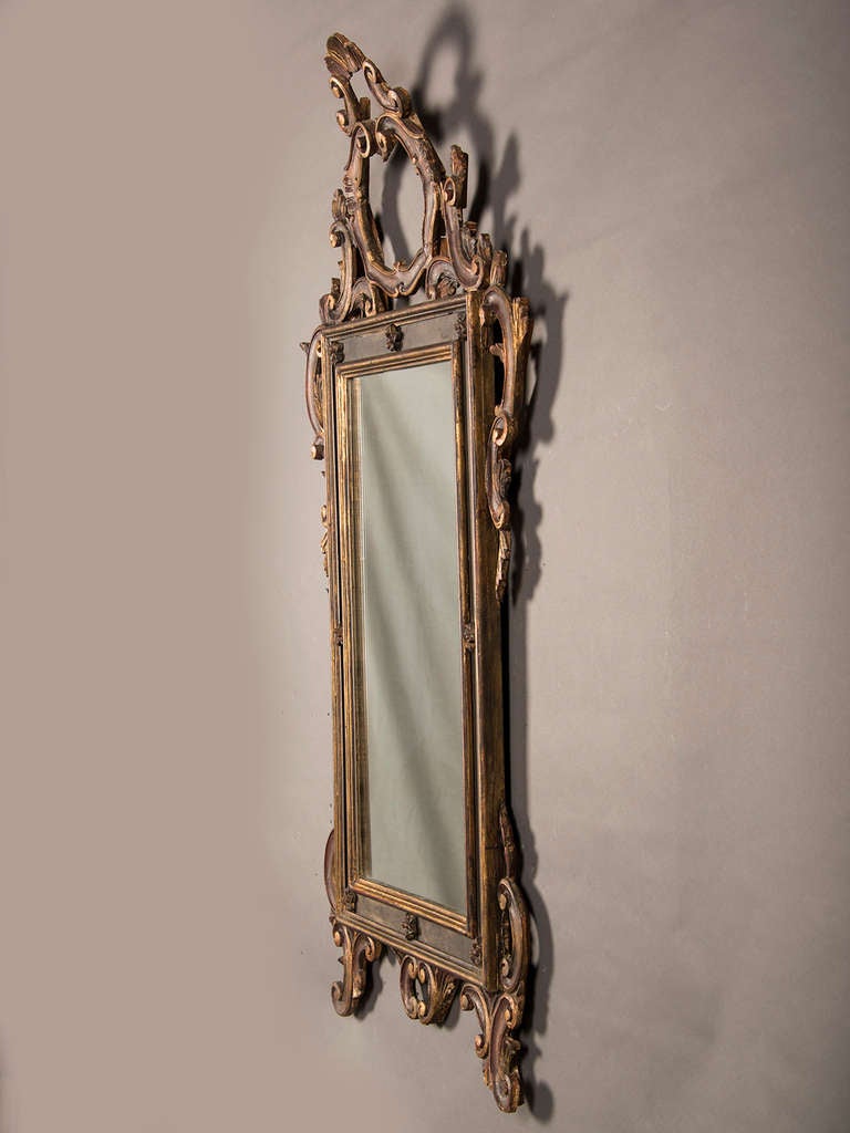 Antique Italian Baroque Style Gilded and Painted Mirror, circa 1850 (31