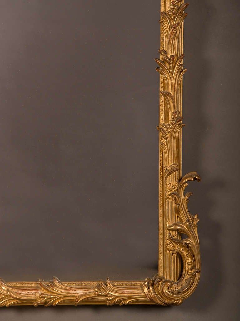 Belle Epoque Period Gold Leaf Mirror Frame With a Palm Motif, France c.1885 In Excellent Condition In Houston, TX