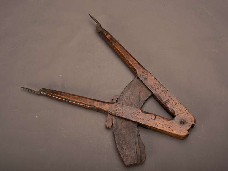 Extra Large Wooden Compass, France c.1890. The grand scale of this compass that is in working order is quite unusual and is striking both visually and whn actually held in the hand. Whether mounted for display or set upon a table this is a