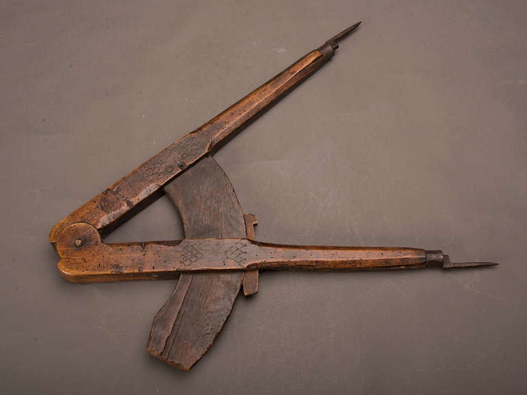 French Extra Large Wooden Compass, France, circa 1890