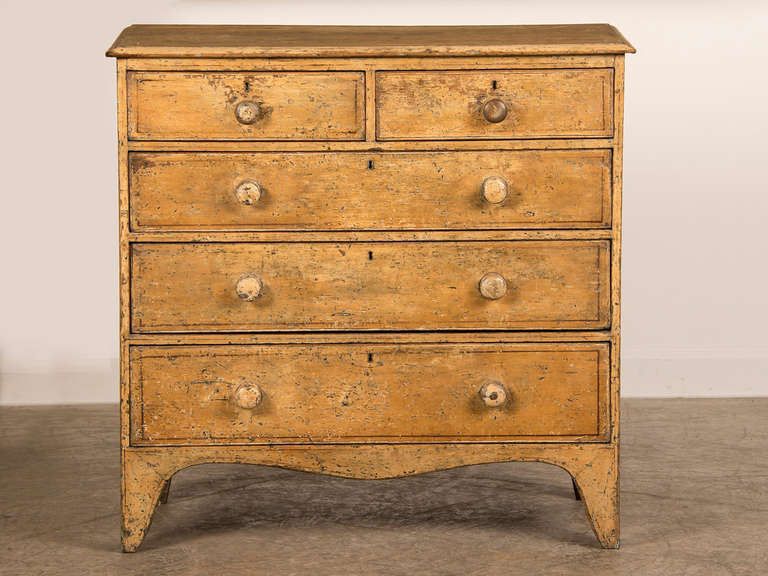 Antique English George III Period Painted Chest of Drawers, circa 1830 In Excellent Condition In Houston, TX