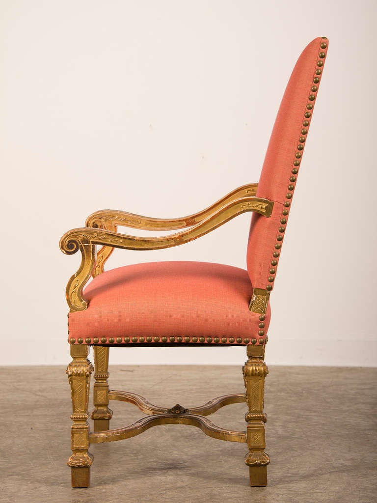 Louis XIV Style Giltwood Armchair, France, circa 1875 In Excellent Condition In Houston, TX