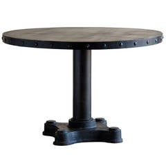 Vintage Round Industrial Iron and Steel Table, Holland, circa 1960
