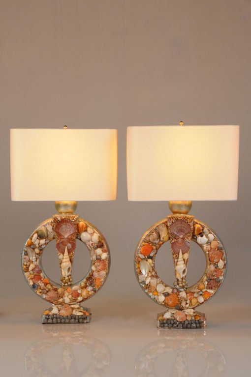 Sensational Vintage Shell Encrusted Lamps From Italy C. 1965
