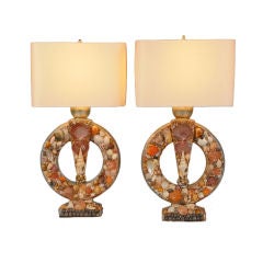 Sensational Vintage Shell Encrusted Lamps From Italy C. 1965