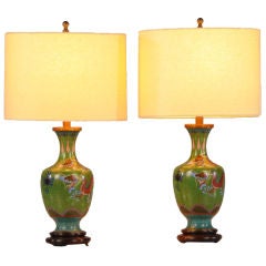 Pair of Charming cloisonne vase lamps from France c. 1890