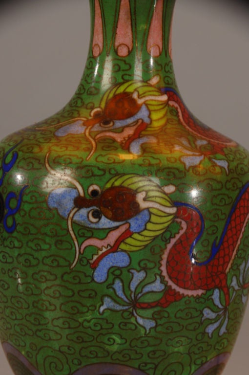 French Pair of Charming cloisonne vase lamps from France c. 1890