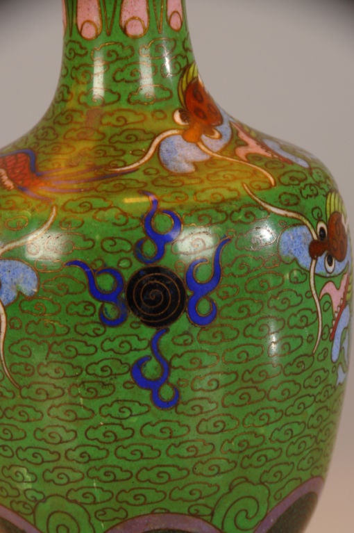 Cloissoné Pair of Charming cloisonne vase lamps from France c. 1890