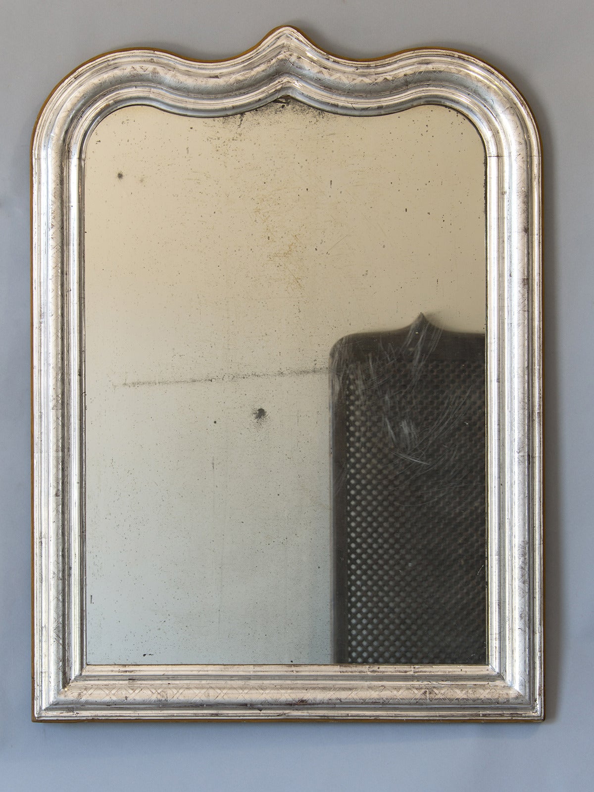 French Louis Philippe Silver Mirror, Mercury Glass, France circa 1850 (42