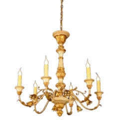 Beautiful Antique painted & gilded chandelier from Italy c. 1910