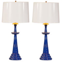 A pair of gorgeous earthenware lamps from France c. 1890