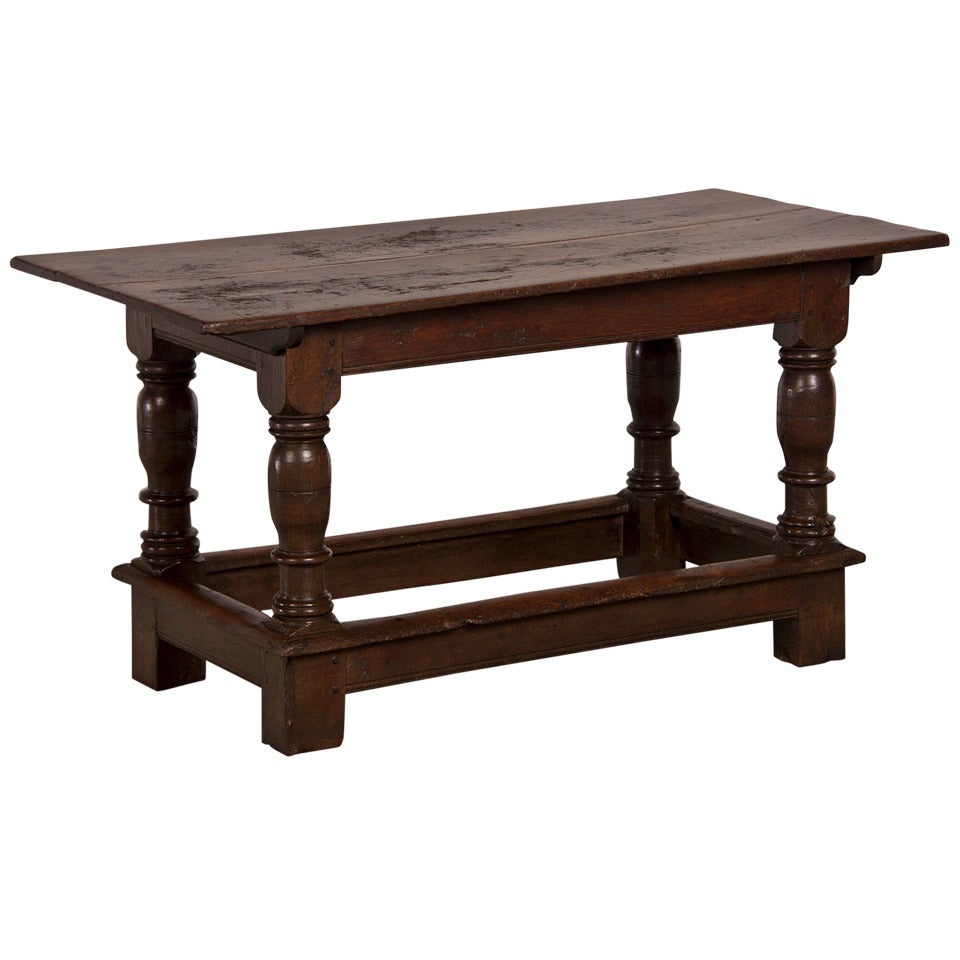 English Antique Jacobean Style Oak Refectory Table or Sofa Table circa 1825