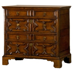 Jacobean style George III period oak chest of drawers, England c. 1800.