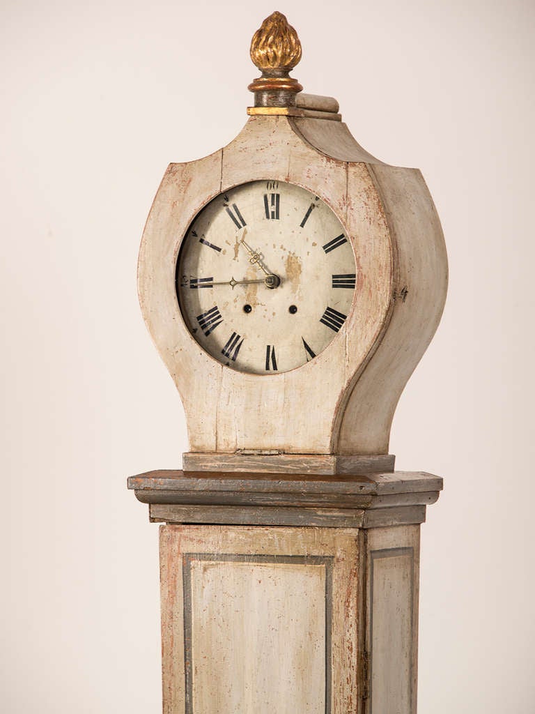 Gustav III Period Painted Long Case Clock from Stockholm, Sweden ca. 1790