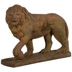 Antique English Lion Garden Stone Sculpture, Southampton, circa 1900