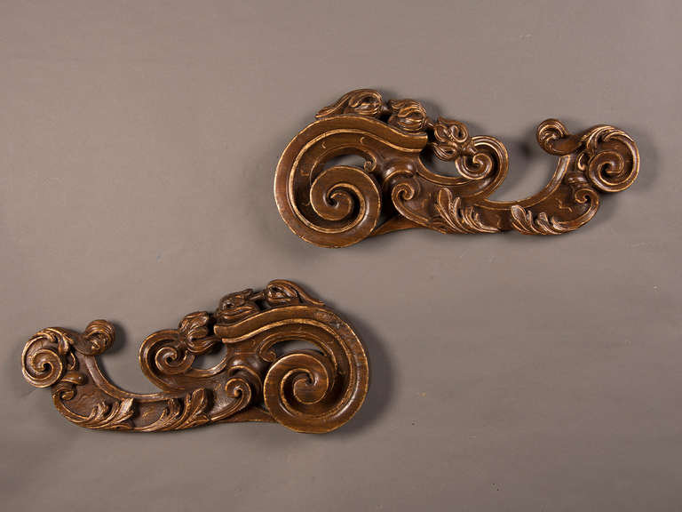 Receive our new selections direct from 1stdibs by email each week. Please click “Follow Dealer” button below and see them first!

A pair of French Louis XV period elm wall decorations circa 1760, painted and gilded. These boldly carved wall