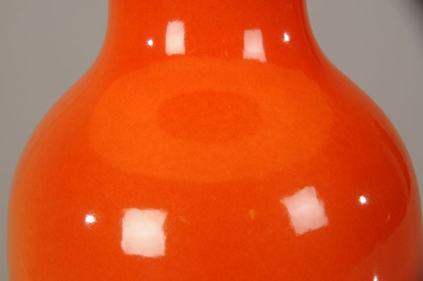 French Classically shaped vintage vase in an orange from France c. 1950