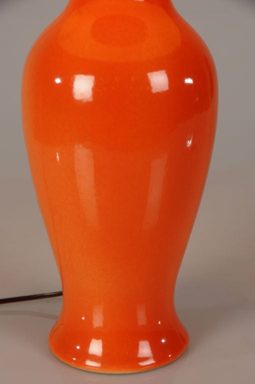 Mid-20th Century Classically shaped vintage vase in an orange from France c. 1950